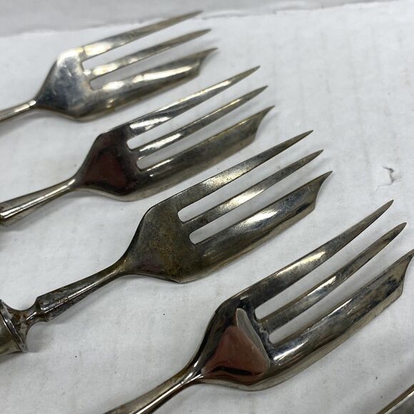 Lot Of 6 Pastry Forks Horn? Handle Flatware Dining Kitchen - Condition Issues - Picture 9 of 14
